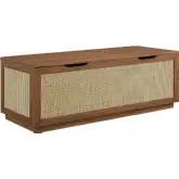 Soma 47" Storage Bench in Walnut Finish & Faux Rattan