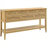 Soma 62" Console Table in Oak Finish & Synthetic Rattan