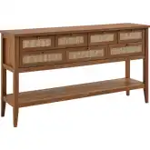 Soma 62" Console Table in Walnut Finish & Synthetic Rattan