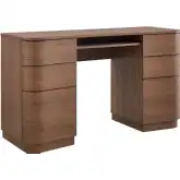 Mirae 55" 6 Drawer Curved Desk in Brushed Brown Oak Wood Grain Laminate