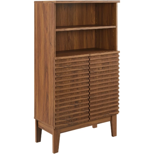 Render Freestanding Bathroom Storage Cabinet in Walnut Finish