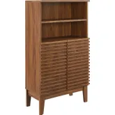 Render Freestanding Bathroom Storage Cabinet in Walnut Finish