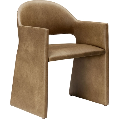 Talia Dining Arm Chair in Toast Brown Vegan Leather