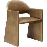Talia Dining Arm Chair in Toast Brown Vegan Leather