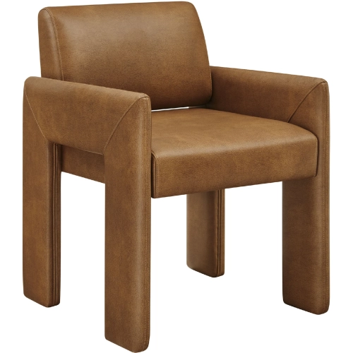 Daven Dining Accent Arm Chair in Canyon Brown Vegan Leather