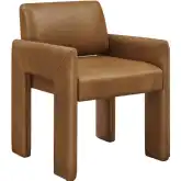 Daven Dining Accent Arm Chair in Canyon Brown Vegan Leather