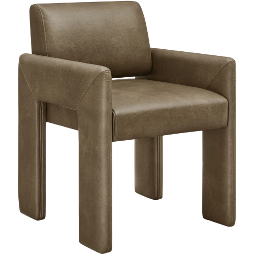Daven Dining Accent Arm Chair in Mushroom Gray Vegan Leather