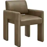 Daven Dining Accent Arm Chair in Mushroom Gray Vegan Leather