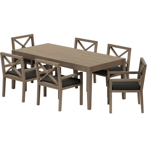Northlake 7 Piece Outdoor Dining Set in Teak & Gray Fabric