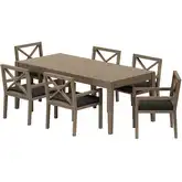 Northlake 7 Piece Outdoor Dining Set in Teak & Gray Fabric