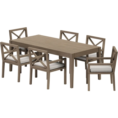 Northlake 7 Piece Outdoor Dining Set in Teak & Brown Fabric