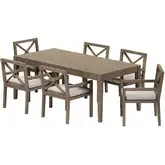 Northlake 7 Piece Outdoor Dining Set in Teak & Brown Fabric