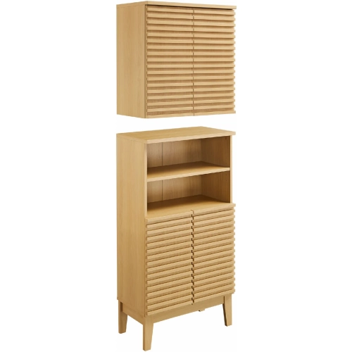 Render Bathroom Cabinet Set in Oak Finish