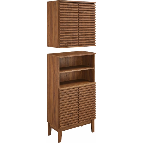 Render Bathroom Cabinet Set in Walnut Finish