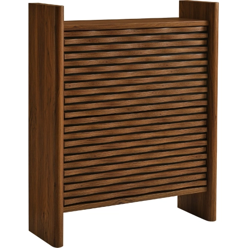 Emric Wave Shoe Cabinet in Walnut Brown Finish