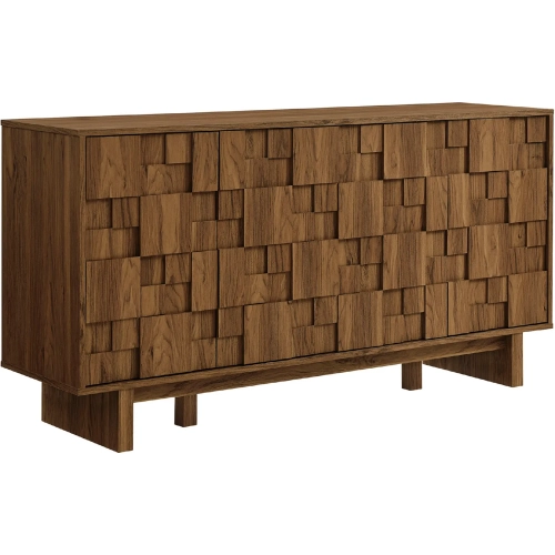 Owen 59" 4 Door Geometric Sideboard in Walnut Brown Finish