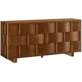 Foundry 71" Woven Buffet Storage Cabinet in Walnut Finish Wood