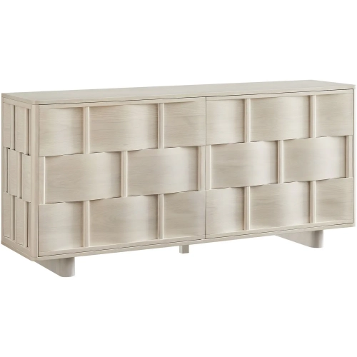 Foundry 71" Woven Buffet Storage Cabinet in White Wash Gray Wood