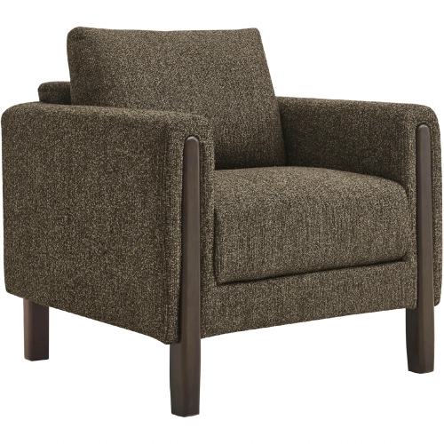 Hawken Accent Chair in Antique Espresso Brown Boucle Fabric & Espresso Wood