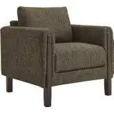 Hawken Accent Chair in Antique Espresso Brown Boucle Fabric & Espresso Wood