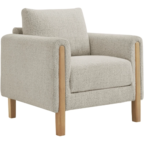 Hawken Accent Chair in Parchment Gray Boucle Fabric & Beech Wood