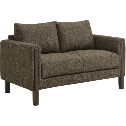 Hawken Loveseat in Antique Espresso Brown Boucle Fabric & Espresso Wood
