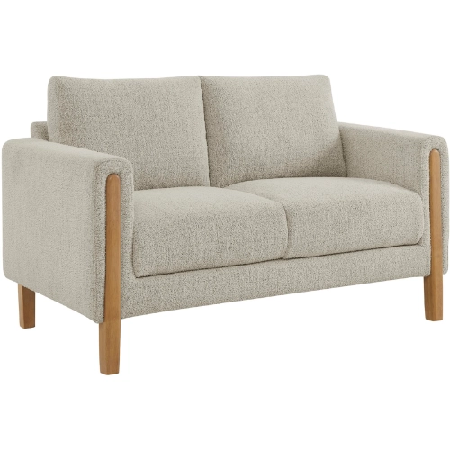 Hawken Loveseat in Parchment Gray Boucle Fabric & Beech Wood