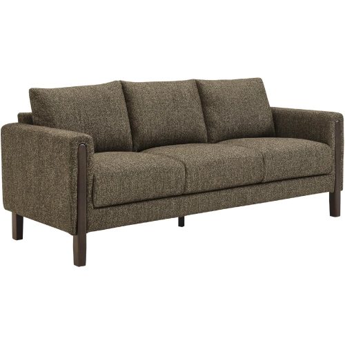 Hawken Sofa in Antique Espresso Brown Boucle Fabric & Espresso Wood