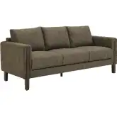 Hawken Sofa in Antique Espresso Brown Boucle Fabric & Espresso Wood