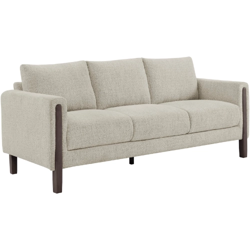 Hawken Sofa in Parchment Gray Boucle Fabric & Espresso Wood