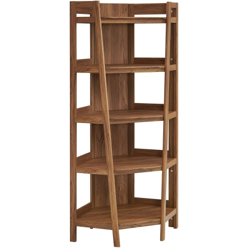 Bixby 71" Corner Bookcase in Walnut Finish