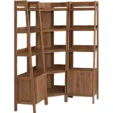 Bixby 3 Piece Corner Narrow Bookcase Set in Walnut Finish