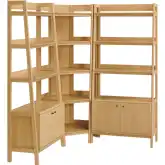 Bixby 3 Piece Corner Wide Bookcase Set in Oak Finish