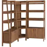 Bixby 3 Piece Corner Wide Bookcase Set in Walnut Finish