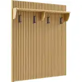 Render Fluted Coat Rack Panel w/ Shelf in Light Oak Finish