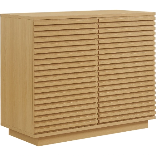 Render 2 Door Fluted Accent Cabinet in Oak Brown Finish