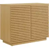 Render 2 Door Fluted Accent Cabinet in Oak Brown Finish