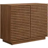 Render 2 Door Fluted Accent Cabinet in Walnut Brown Finish