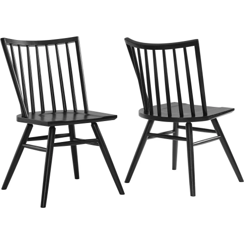 Alvar Spindle Back Dining Chair in Black Finish Wood (Set of 2)