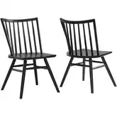 Alvar Spindle Back Dining Chair in Black Finish Wood (Set of 2)