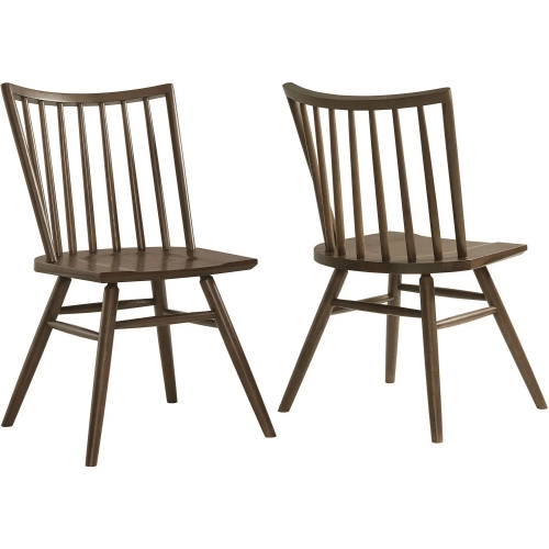 Alvar Spindle Back Dining Chair in Walnut Brown Finish Wood (Set of 2)