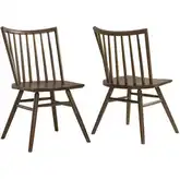Alvar Spindle Back Dining Chair in Walnut Brown Finish Wood (Set of 2)
