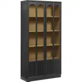 Anwen Display Cabinet in Black Oak Finish Wood & Tempered Glass