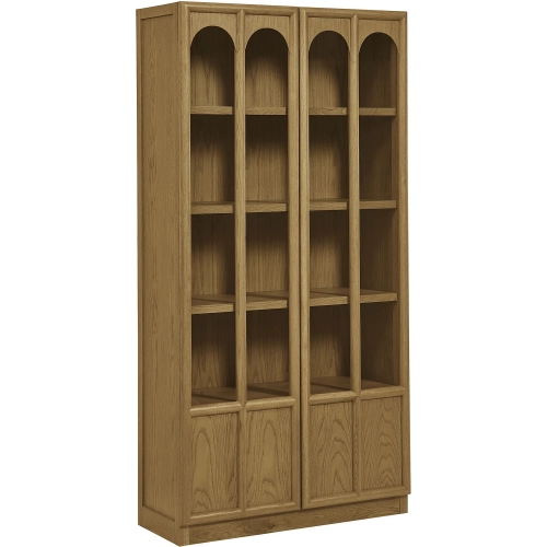 Anwen Display Cabinet in Oak Finish Wood & Tempered Glass