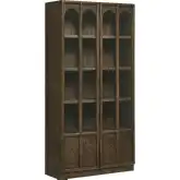 Anwen Display Cabinet in Walnut Finish Wood & Tempered Glass