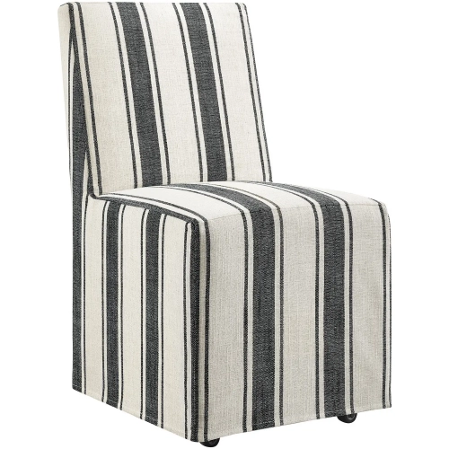 Tessera Slipcovered Dining Chair in Black & Neutral Stripe Fabric
