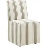 Tessera Slipcovered Dining Chair in Tan & Neutral Stripe Fabric