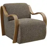 Atrium Accent Arm Chair in Earth Brown Boucle Fabric & Wood