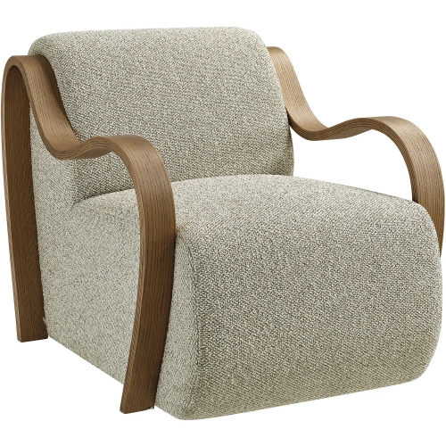 Atrium Accent Arm Chair in Marble Oatmeal Boucle Fabric & Wood
