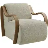 Atrium Accent Arm Chair in Marble Oatmeal Boucle Fabric & Wood